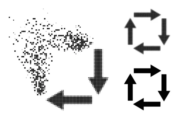 Icône des flèches de circulation des poussières et des demi-tons — Image vectorielle