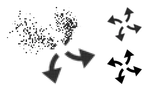 Dissoudre et demi-ton Pixelated Flèches centrifuges Glyphe — Image vectorielle