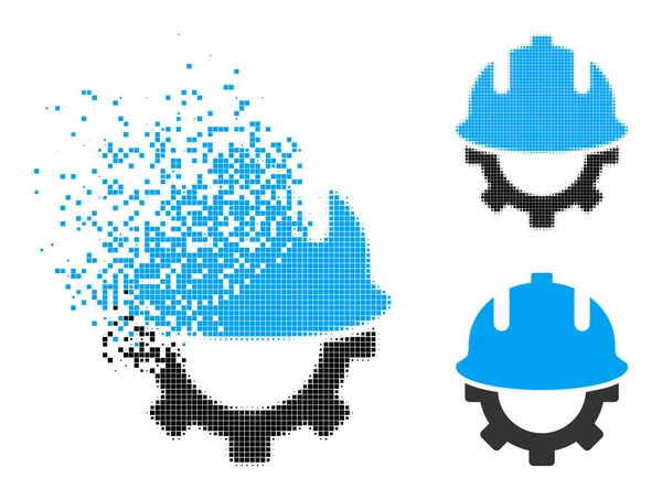 Explosão e meio-tom Pixelado capacete de desenvolvimento Glyph — Vetor de Stock