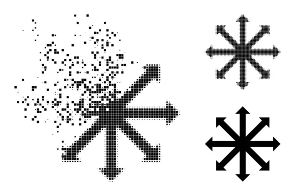 Διαλυμένα και Halftone Dot Expand Arrows Glyph — Διανυσματικό Αρχείο
