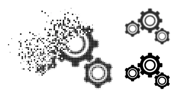 Icono de engranajes triturados y de punto medio tono — Archivo Imágenes Vectoriales