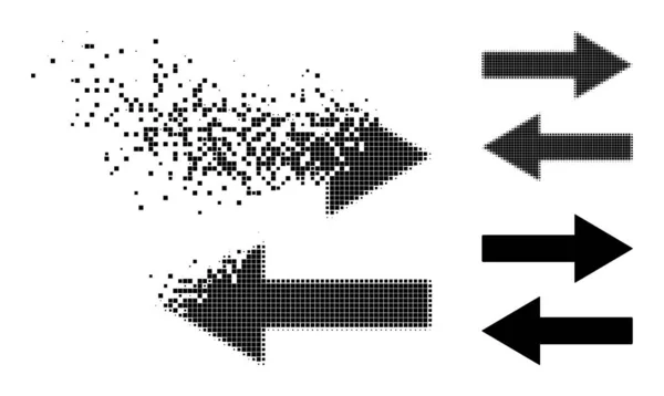 Poeira e meio-tom Pixelado Horizontal Flip Arrows Glyph —  Vetores de Stock