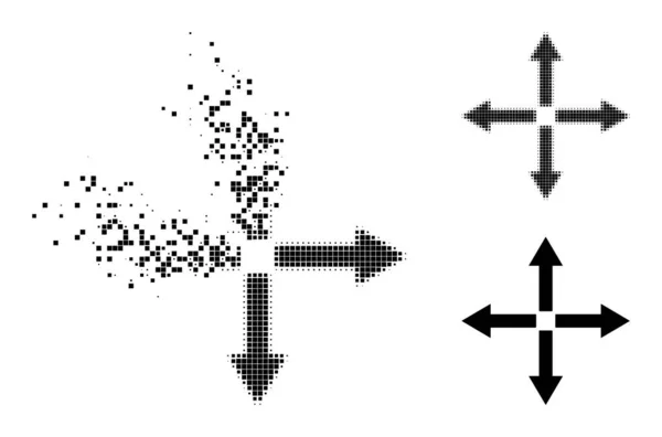 Damm och Halftone Pixelated Expandera pilar ikonen — Stock vektor