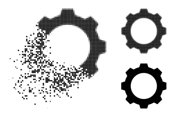 Σπασμένη και Halftone Pixel Gear Glyph — Διανυσματικό Αρχείο