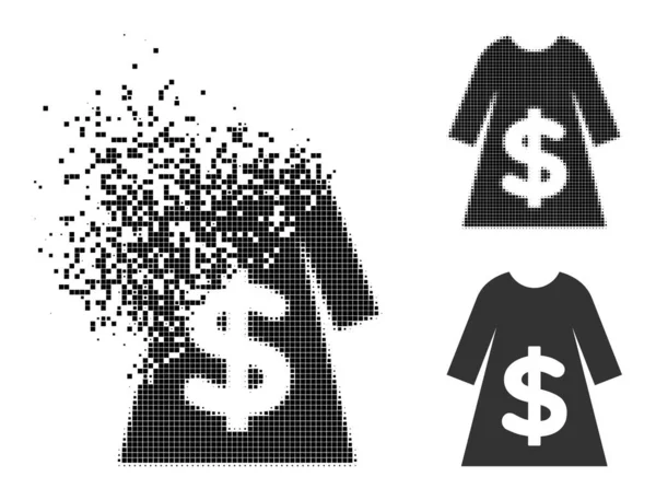 Złamane i Halftone Pixelated Sukienka sprzedaż glif — Wektor stockowy