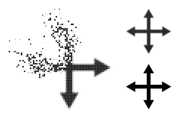 Décomposé et demi-ton point Expand Arrows Icône — Image vectorielle