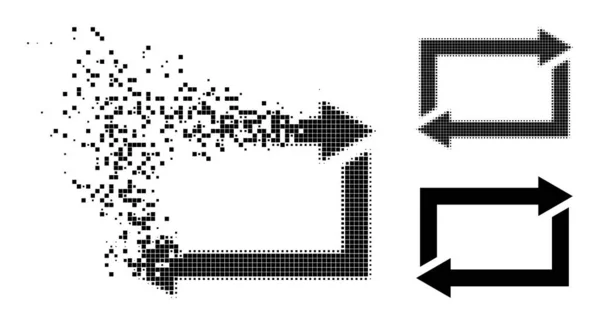 Dissipated und Halftone Pixel Exchange Arrows Icon — Stockvektor