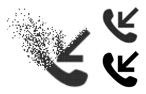 Rozpuštěný a půltónový pixel příchozí hovor Glyph — Stockový vektor