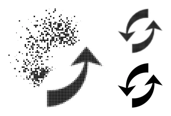Icône d'échange de pixels décomposée et demi-teinte — Image vectorielle