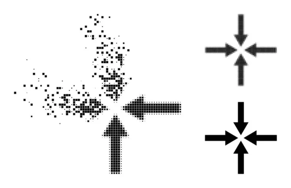 Desapareciendo y medio tono punteado Flechas de impacto Glifo — Vector de stock