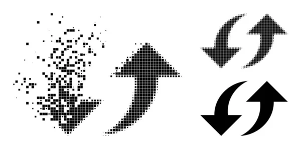 Rozpuszczanie i Halftone Pixel Exchange Arrows Ikona — Wektor stockowy