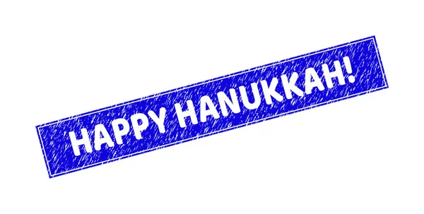 Grunge HAPPY HANUKKAH Exclamación Rectángulo texturizado sello — Archivo Imágenes Vectoriales