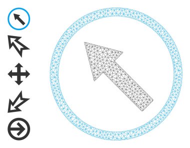 Basit İşaretli Çokgen Ağ Yuvarlak Yuvarlak Ok Simgesi