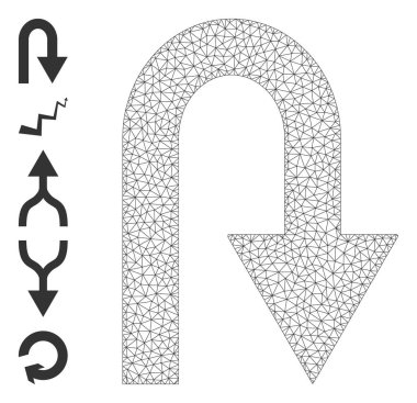 Basit Piktogramlar ile Çokgen Ağ U Simgesini Dönüştür