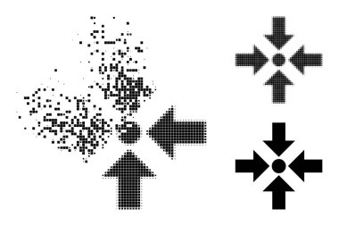 Toz ve Yarım Tonlama Pixelated Küçültülmüş Oklar Simgesi