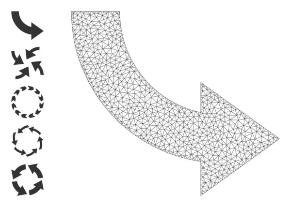 Polygonaal mesh roteren rechter pictogram met eenvoudige symbolen — Stockvector