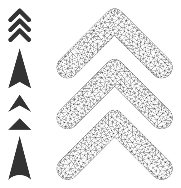 Polygonal Network Triple Arrowhead Upp ikonen med enkla symboler — Stock vektor