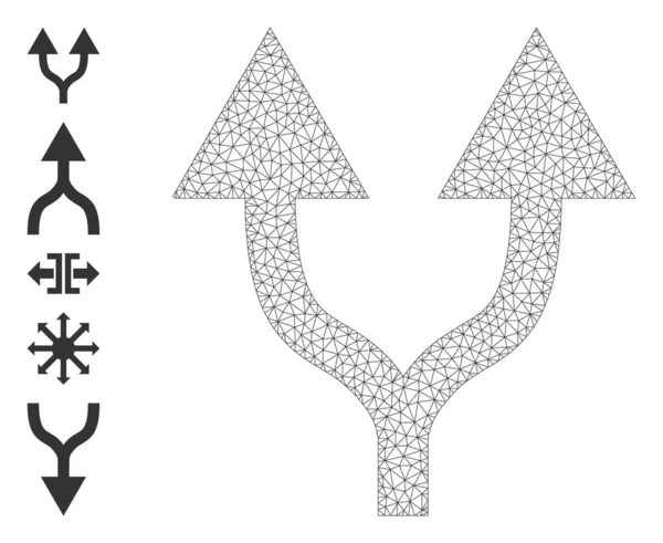 Web Mesh Split Arrows Up Icon mit einfachen Glyphen — Stockvektor
