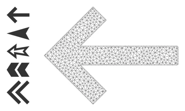 Ícone de seta esquerda líquido poligonal com glifos simples — Vetor de Stock