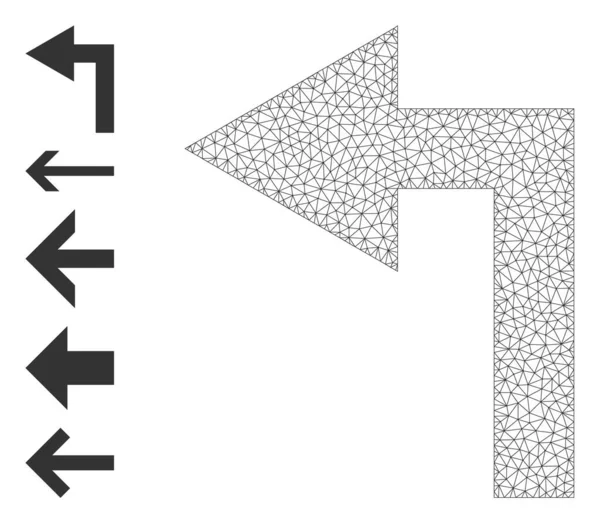 Polygonal Net Skręć w lewo ikona z prostych piktogramów — Wektor stockowy