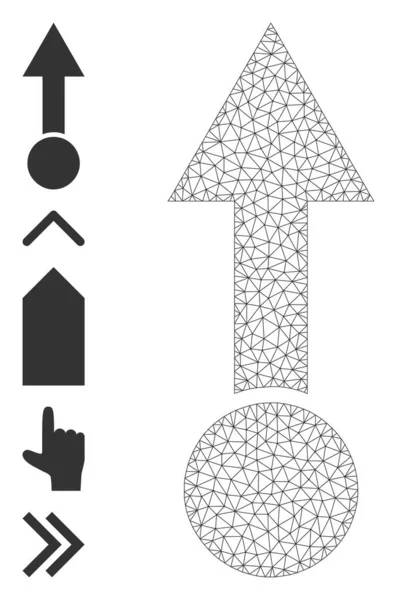 具有简单象形文字的多边形网拉升图标 — 图库矢量图片