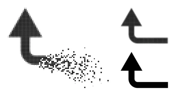 Décomposé et demi-ton point tourner en avant Icône — Image vectorielle
