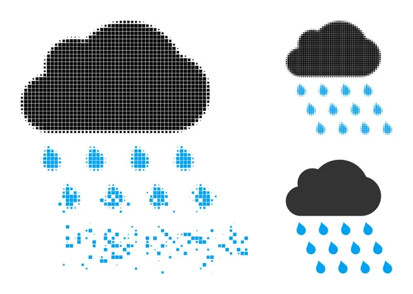 Icono de Nube de Lluvia de punto de erosión y medio tono — Vector de stock