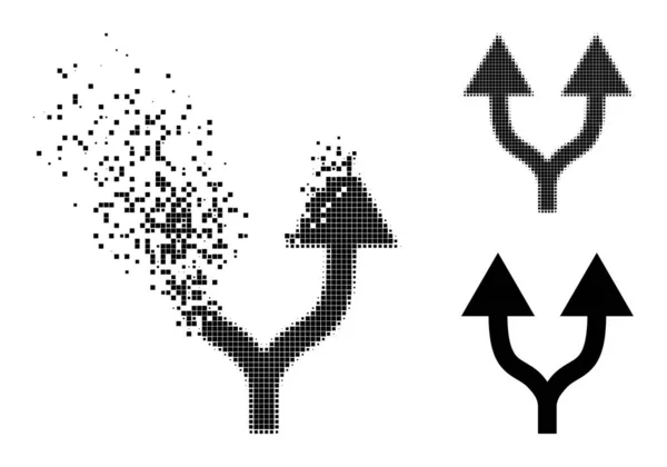 Fragmenté et demi-ton Pixel Split Arrows Up Icône — Image vectorielle