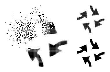 Parçalanmış ve yarım ton noktalı girdaplı oklar kabartması