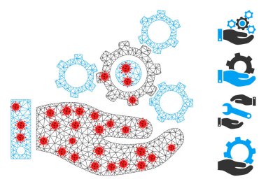 Patojen Elementleri ile Çokgen Kablo Çerçeve Mekanik Servisi Pictogramı