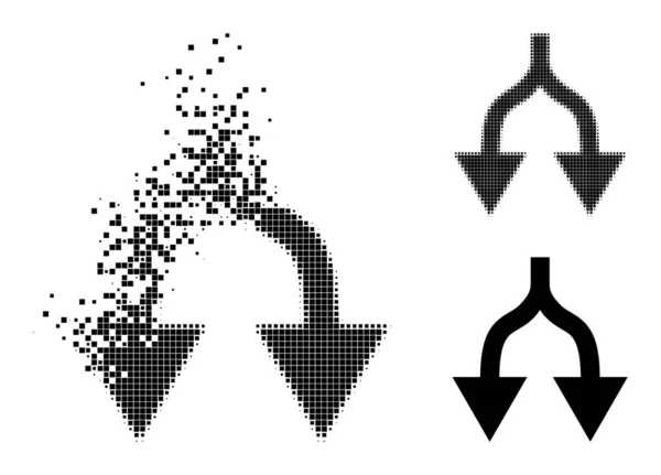Poussière et demi-teinte pointillés Flèches divisées vers le bas Glyphe — Image vectorielle