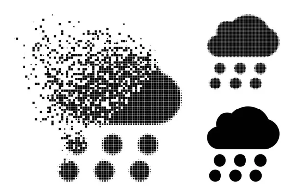 Ikona rozkładu i Halftone Pixel Rain Cloud — Wektor stockowy