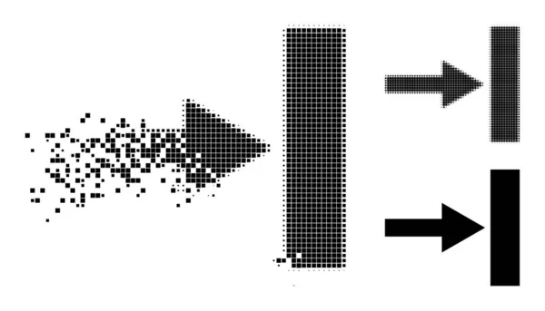 Znikające i Halftone Dot Move Right Icon — Wektor stockowy