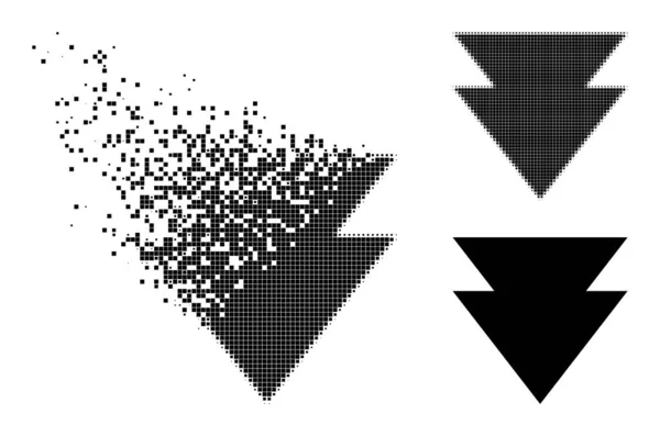 Dommages et demi-teinte Pixel déplacer vers le bas icône — Image vectorielle