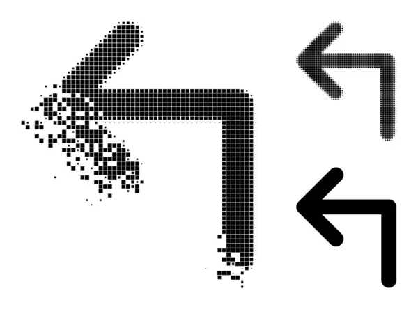Descompuesto y medio tono Pixelated Gire a la izquierda icono — Vector de stock