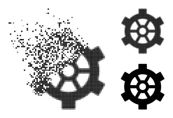 Znikające i Halftone Pixelated Gear Icon — Wektor stockowy