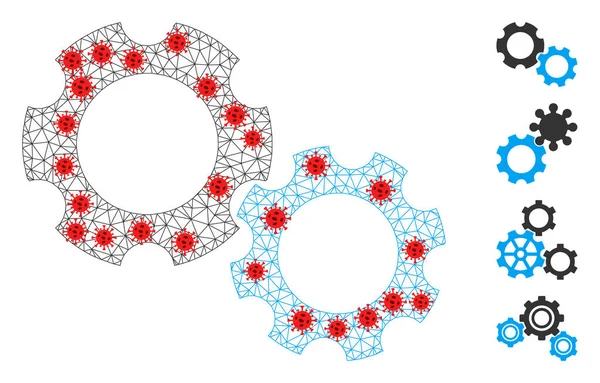 Polygonale Netzwerkgetriebe mit Pathogenelementen — Stockvektor