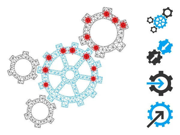 Polygonaler Karkasse-Mechanismus Piktogramm mit Infektionszentren — Stockvektor