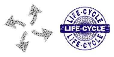 Merkezkaç Okları Özyineleme Mozaiği Merkezkaç Okları ve Dokulu Yaşam Döngüsü Guilloche Damgası