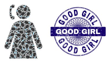 Kadın Simgeleri ve Dokulu İyi Kız Yuvarlak Mühür Mührü 'nün Fraktal Kompozisyonu