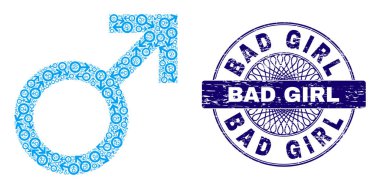 Erkek Sembol Özyineleme Mozaiği Erkek Sembol Ögeleri ve Tehlike Kötü Kız Yuvarlak Mühür Mührü