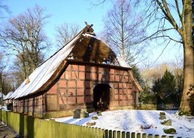 Walsrode, Aşağı Saksonya 'da Kışın Tarihi Çiftlik Müzesi