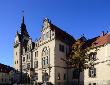 Saksonya 'nın Saale Nehri' ndeki Bernburg Kasabası 'ndaki tarihi belediye binası.