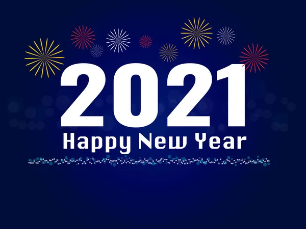 2021 Mutlu Yıllar özgeçmişi. Bokeh düz simgesi olan metin. vektör illüstrasyon tebrik kartı ve poster tasarımı.