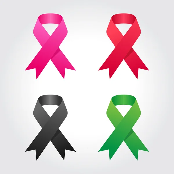 Ілюстрація стрічки, рак молочної залози, СНІД, хвороби, обізнаність про терор — стоковий вектор