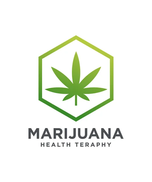 Cannabis Premium, Logo Stock di Marijuana Health Therapy — Vettoriale Stock