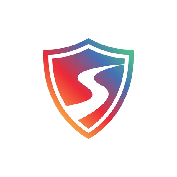 Escudo abstrato colorido, tecnologia de segurança, símbolo de segurança — Vetor de Stock