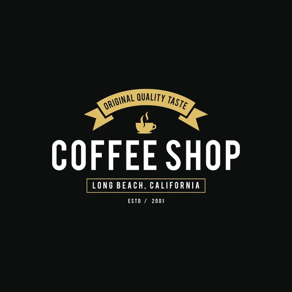 Coffee Shop Logo, kubek, fasola, Styl vintage obiektów retro wektor ilustracja. — Wektor stockowy