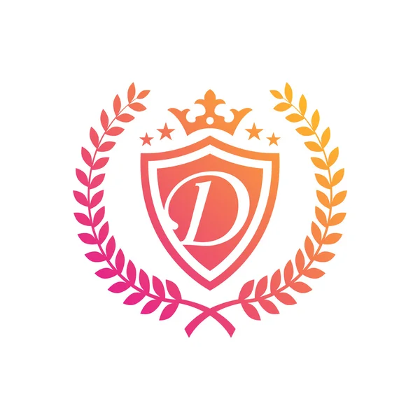 Royal Vintage Emblem Letter D — Stock Vector