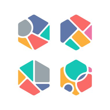 Soyut altıgen sembol. Yaratıcı tasarım. Renkli Logo şablonu